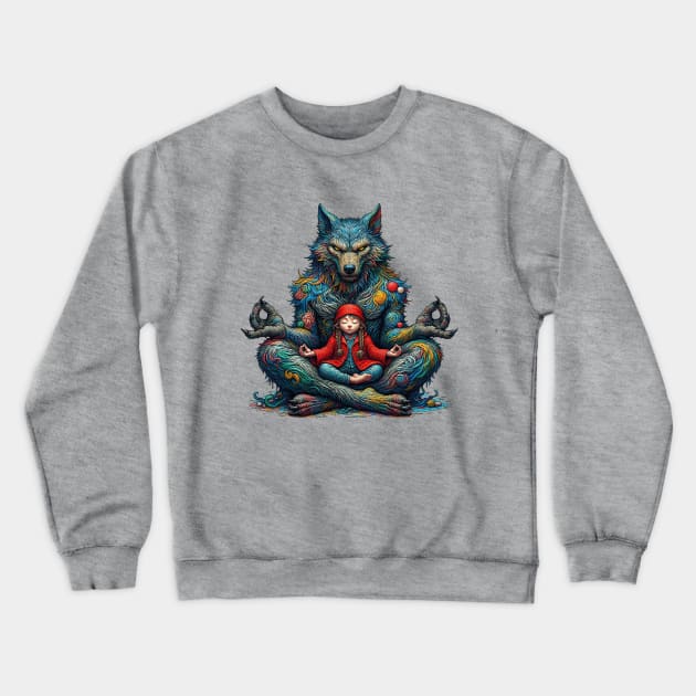 Wolf Meditation Crewneck Sweatshirt by Sideways Tees